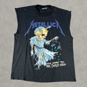Vintage Metallica Shirt Mens Medium Black 1989 Pushead Money Tips Her Scales Agn
